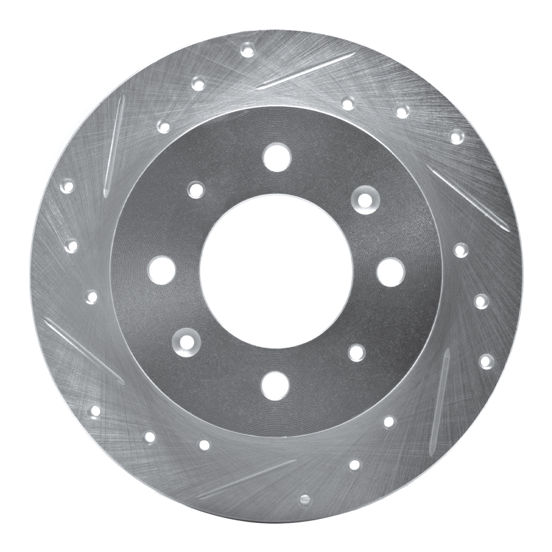 Kia Spectra5 Brake Rotor (1) - Rear Left - R1 Concepts - Drilled & Slotted - Silver - `04-`09